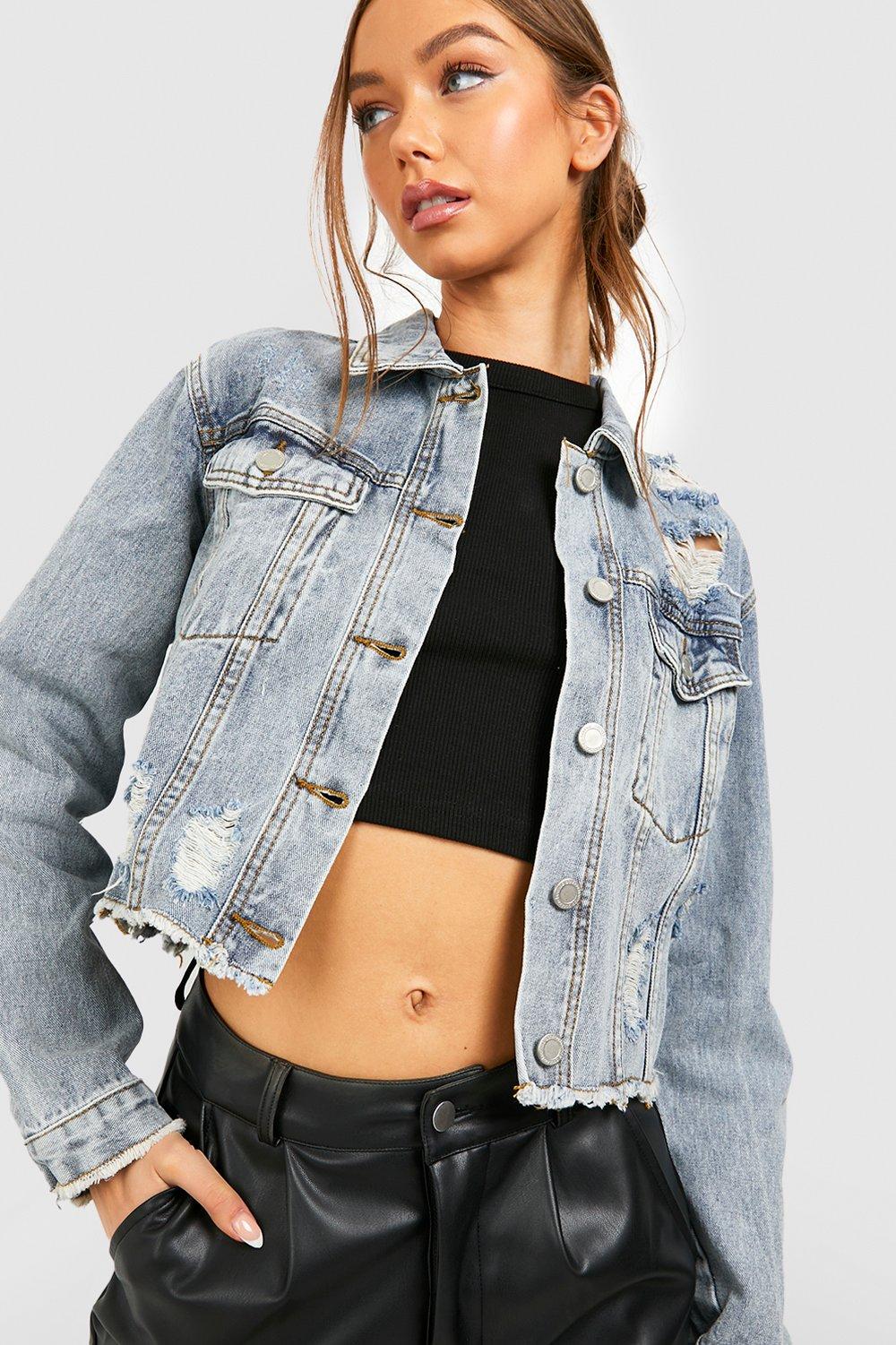 Giacca jeans strappata store